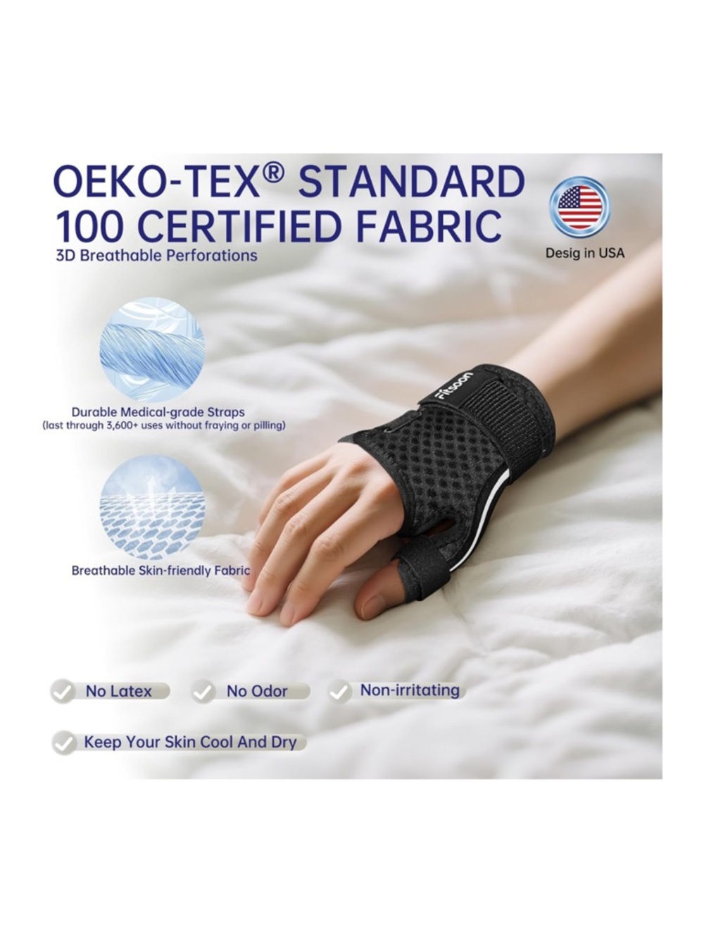 Fitsoon Black Thumb Wrist Support Brace - Picture 2 of 5